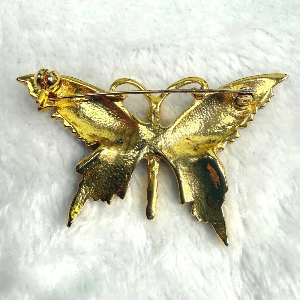Vintage Gerrys Gold Tone Filigree Butterfly Brooch & Enamel Butterfly Pin Set